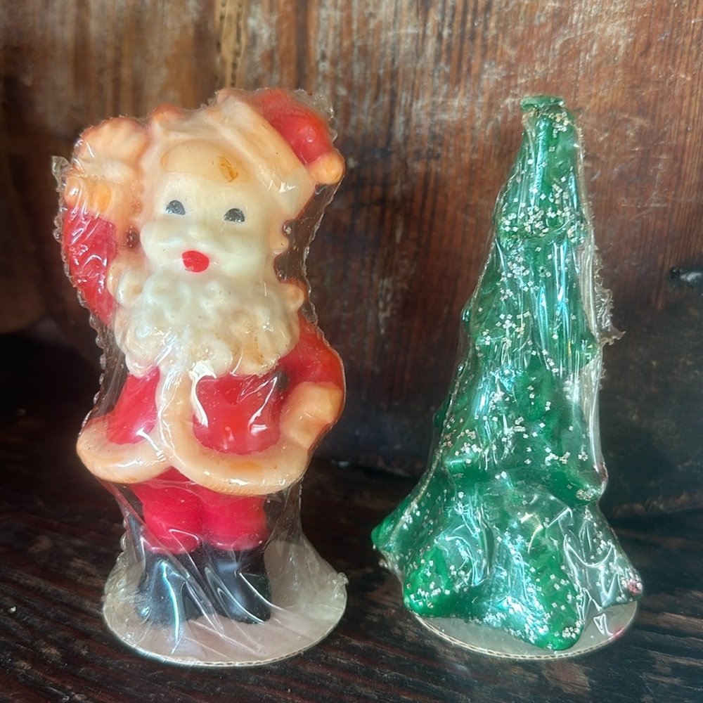 NWT Vintage 1950's Santa & Christmas Tree Gurley Candles